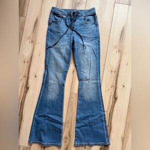 H&M Denim Flare Jeans with Lace-Up Detail